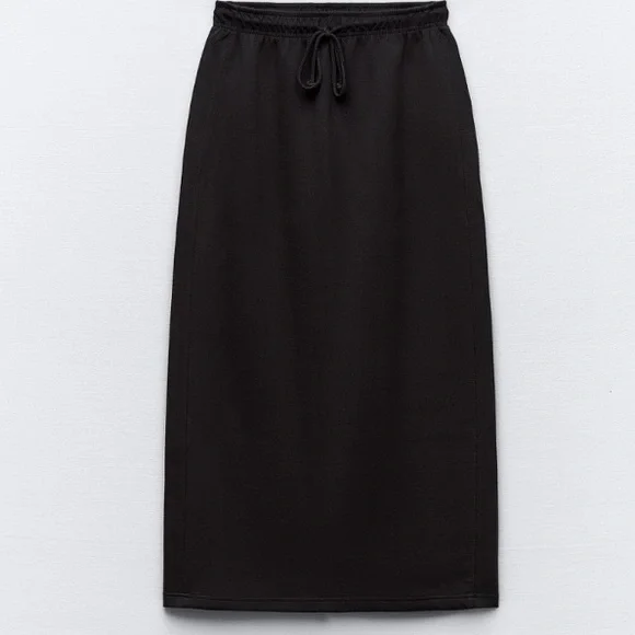 ZARA Plush Black Midi Skirt - Picture 1 of 6